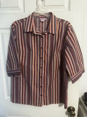 American Sweetheart Retro Striped Button Down Shirt M